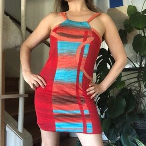 RARE Vintage Topshop by Louise Golden Knit Bodycon Halter Mini Dress S